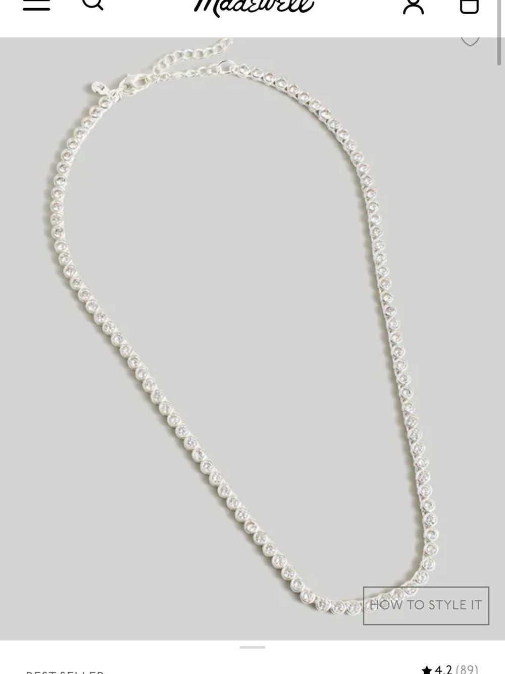 Madewell Silver Crystal Station Necklace